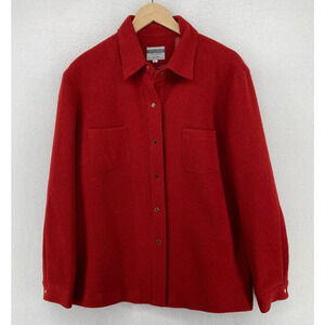 STILLMAN STUDIO Jacket Womens XL Boiled Wool Blazer Studded Snap Front Red